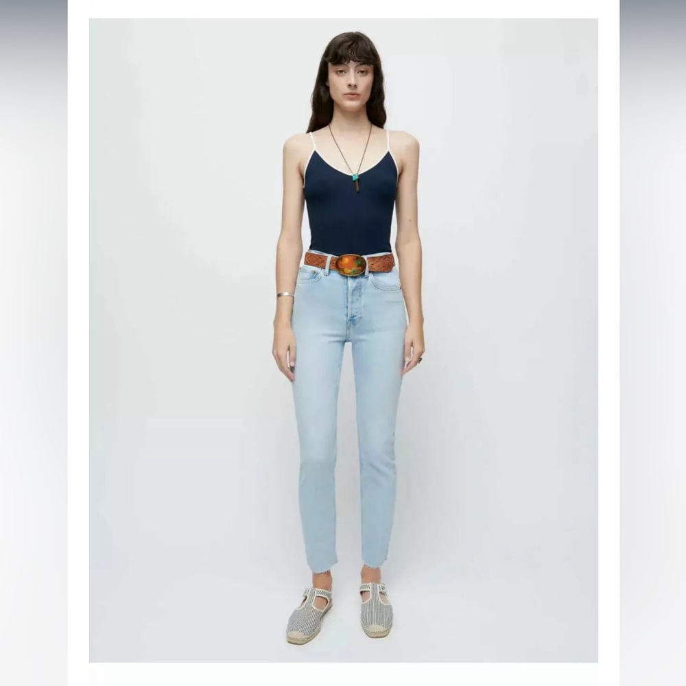 Redone 90s High Rise Ankle Crop Jeans - Calm Waters - Size 29